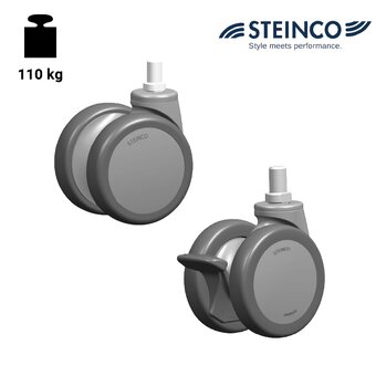 TR-34ST-S-Ruote gemellate in poliuretano termoplastico grigio antitraccia